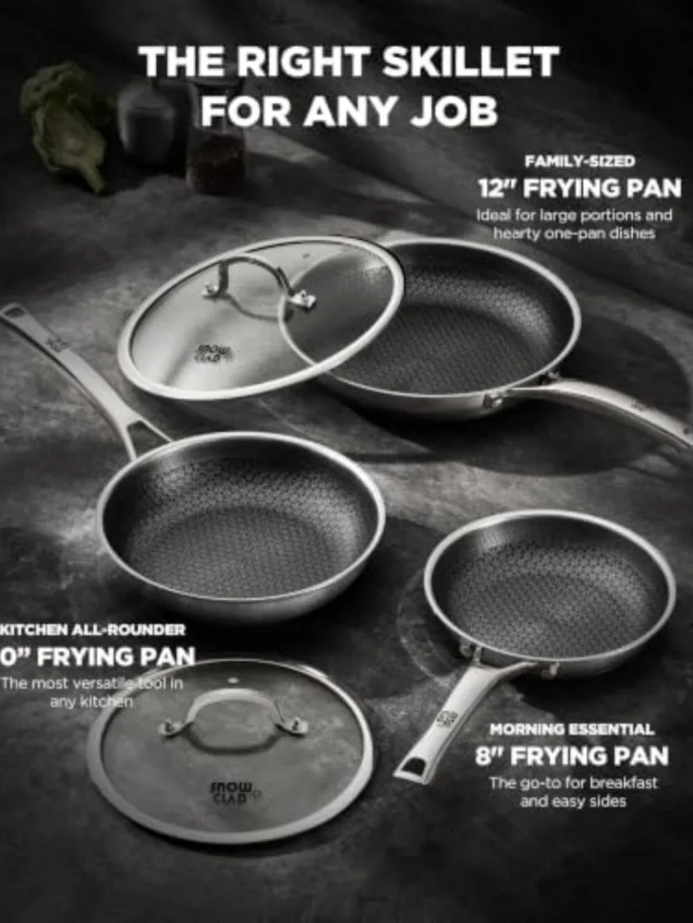 10-Inch Non-Stick Stainless Steel Skillet with Lid - Versatile Frying Pan